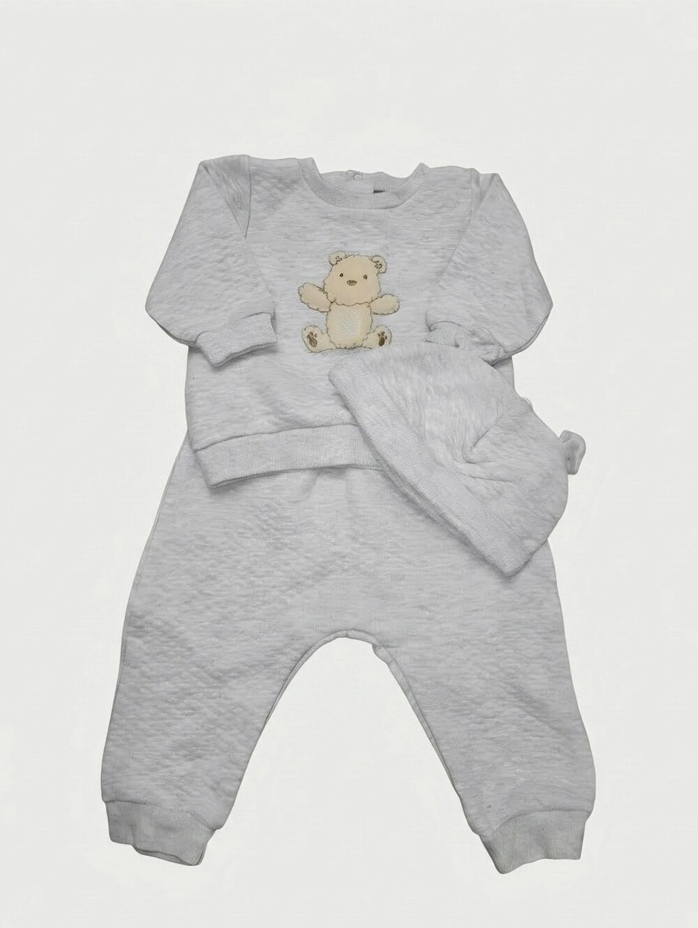 Little Me Gray Quilted Teddy Bear 3-Piece Set